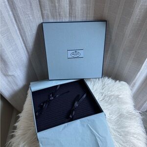 Prada Light Blue Box with Black Interior, great for closet display and decor.